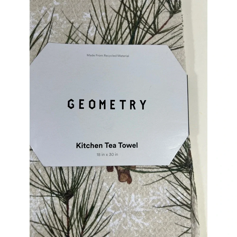 Geometry Evergreen Frost Pine Cone Tea Towel 18 x 30